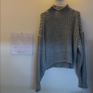 grey chunky knit cowl neck oversized sweater h&m